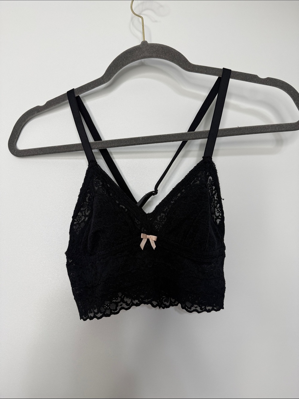 Aerie Lace Bralette with Cross-Back Straps - Black XS